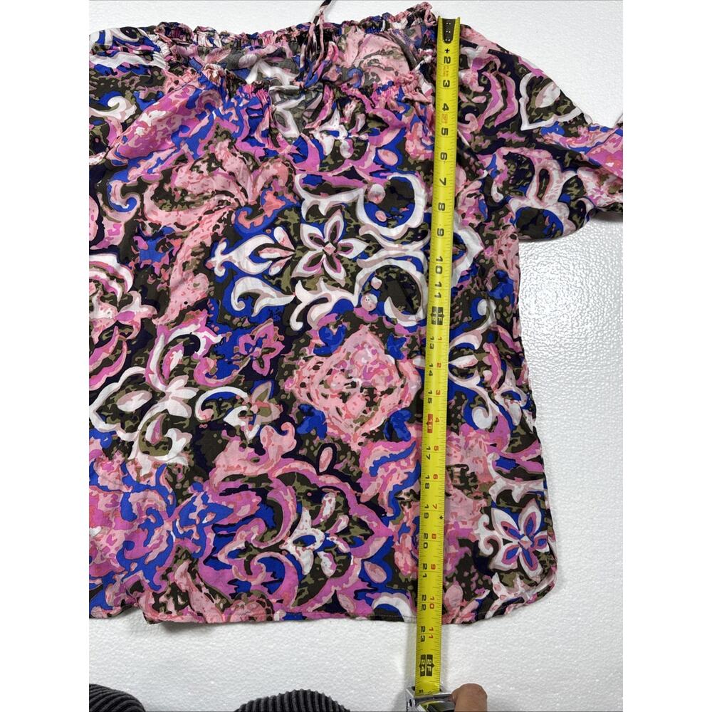 Talbots Petites Top Womens Petite Pink Floral Peasant Boho Long Sleeve Blouse - Picture 7 of 8